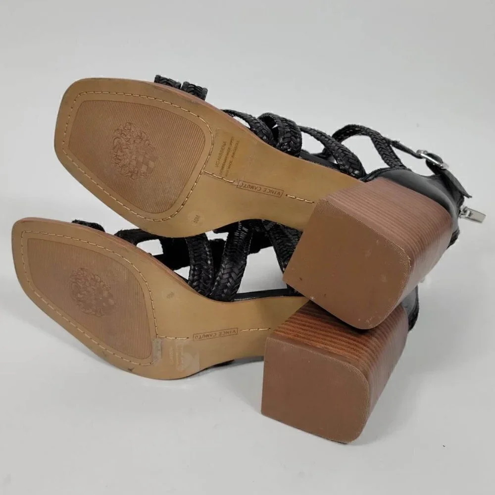 Vince Camuto Black Leather Sandals  #145 Size 10M